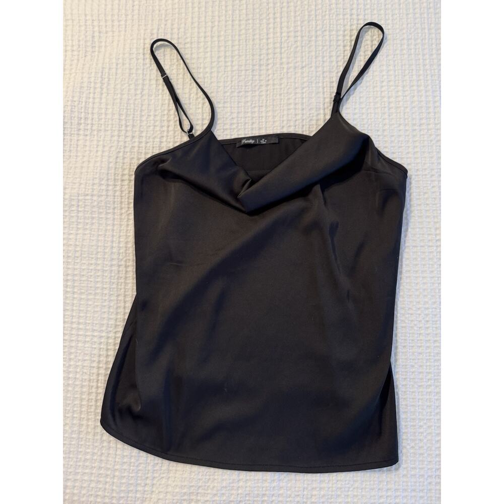 Famulily Black Cowl Neck Tank Top Women's Medium Old Money Aesthetic Clean Girl